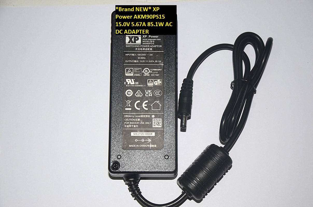 *Brand NEW* XP Power AC100-240V AKM90PS15 85.1W 15.0V 5.67A AC DC ADAPTER - Click Image to Close